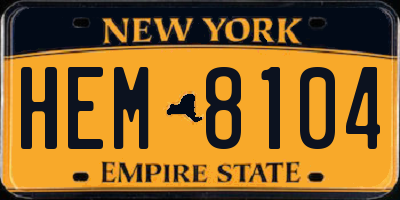 NY license plate HEM8104