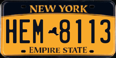 NY license plate HEM8113