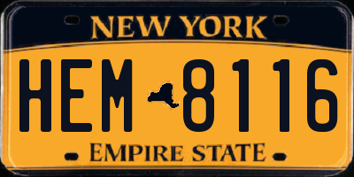 NY license plate HEM8116