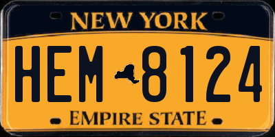 NY license plate HEM8124