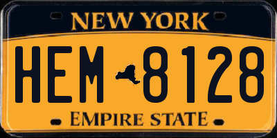 NY license plate HEM8128
