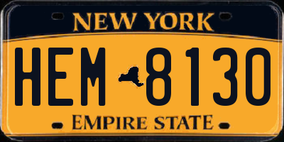 NY license plate HEM8130