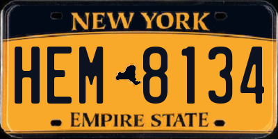 NY license plate HEM8134