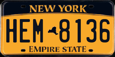 NY license plate HEM8136