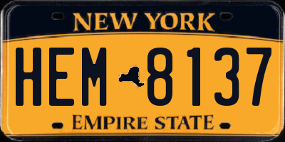 NY license plate HEM8137