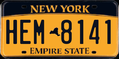 NY license plate HEM8141