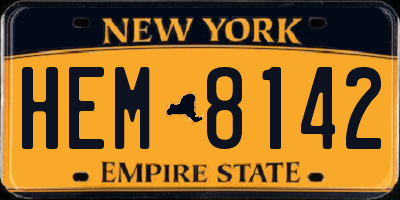 NY license plate HEM8142
