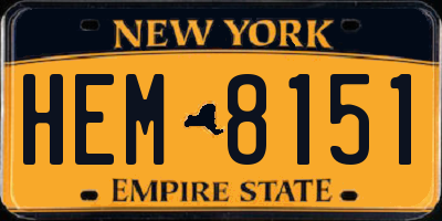 NY license plate HEM8151