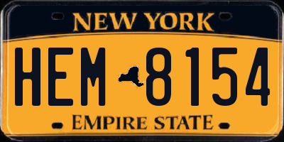 NY license plate HEM8154