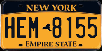 NY license plate HEM8155