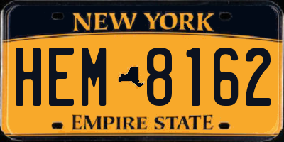 NY license plate HEM8162