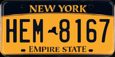 NY license plate HEM8167