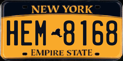 NY license plate HEM8168