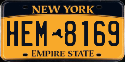 NY license plate HEM8169