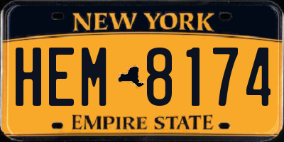 NY license plate HEM8174