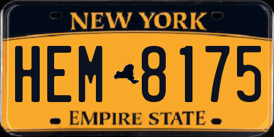 NY license plate HEM8175