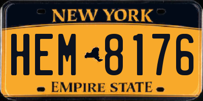 NY license plate HEM8176