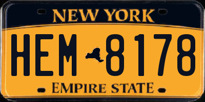 NY license plate HEM8178