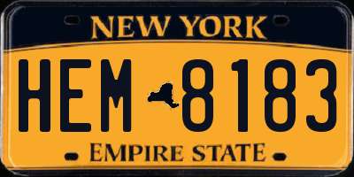 NY license plate HEM8183