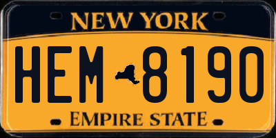 NY license plate HEM8190