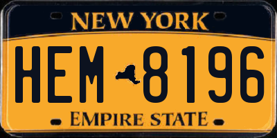 NY license plate HEM8196