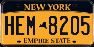NY license plate HEM8205