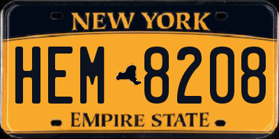 NY license plate HEM8208
