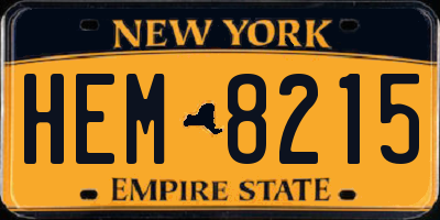 NY license plate HEM8215