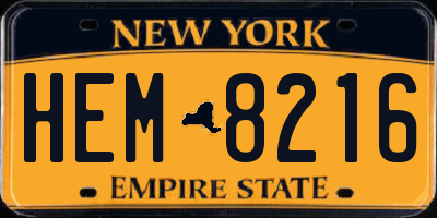 NY license plate HEM8216