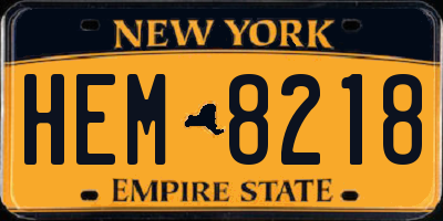 NY license plate HEM8218