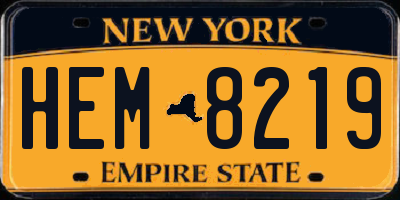 NY license plate HEM8219
