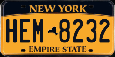 NY license plate HEM8232