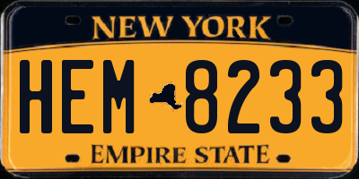 NY license plate HEM8233