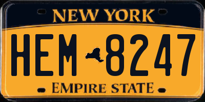 NY license plate HEM8247