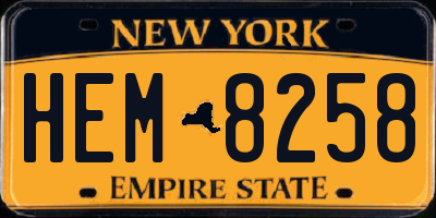 NY license plate HEM8258