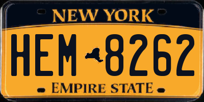 NY license plate HEM8262