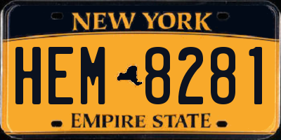 NY license plate HEM8281
