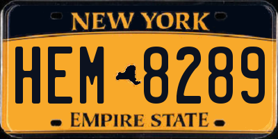 NY license plate HEM8289