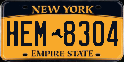 NY license plate HEM8304