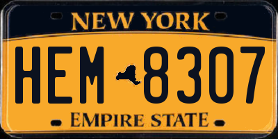 NY license plate HEM8307