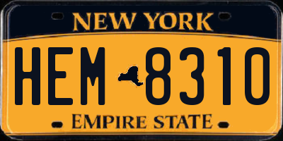 NY license plate HEM8310