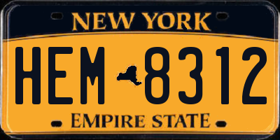NY license plate HEM8312