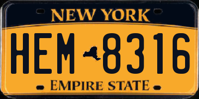 NY license plate HEM8316