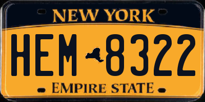 NY license plate HEM8322