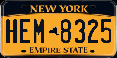 NY license plate HEM8325