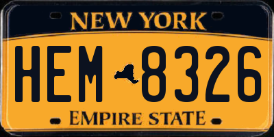 NY license plate HEM8326