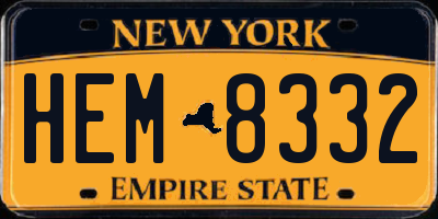 NY license plate HEM8332