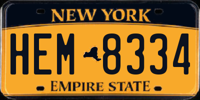 NY license plate HEM8334
