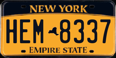 NY license plate HEM8337