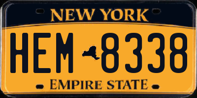 NY license plate HEM8338